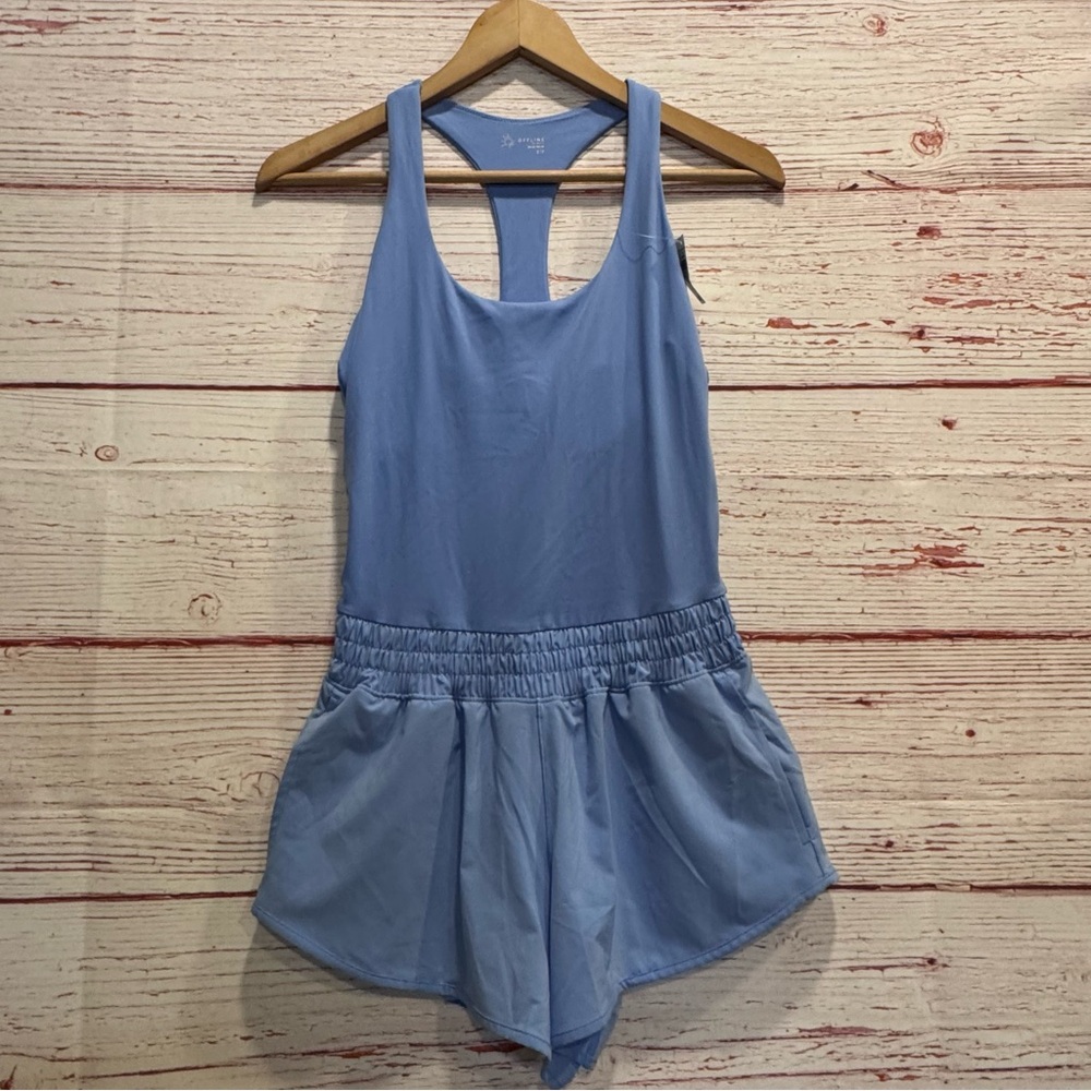 NWT Offline by Aerie Real Me Hot Stuff Romper in Blue Lion Sz S - Picture 4 of 15